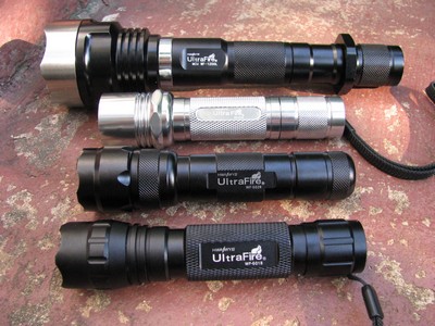 Ultrafire WF- 1200L, 504B, 502B, and 501B