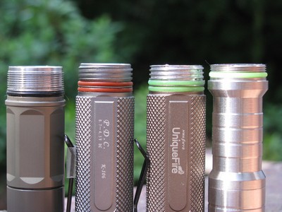 Threads: Fenix LD1, AKOray K-106, Uniquefire AA-S1, and Aurora SH-035